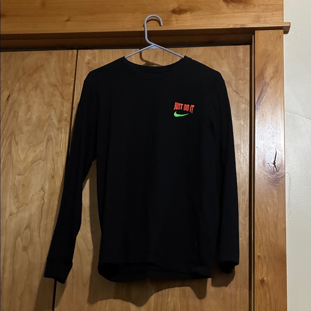 Nike Black Long Sleeve Tee with Red and Green Logo